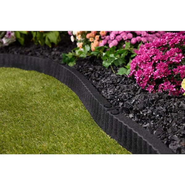 24 in. x 3 in. x 3.in Black SmartLoc Ripple Edge Rubber Edging (6-Pack)