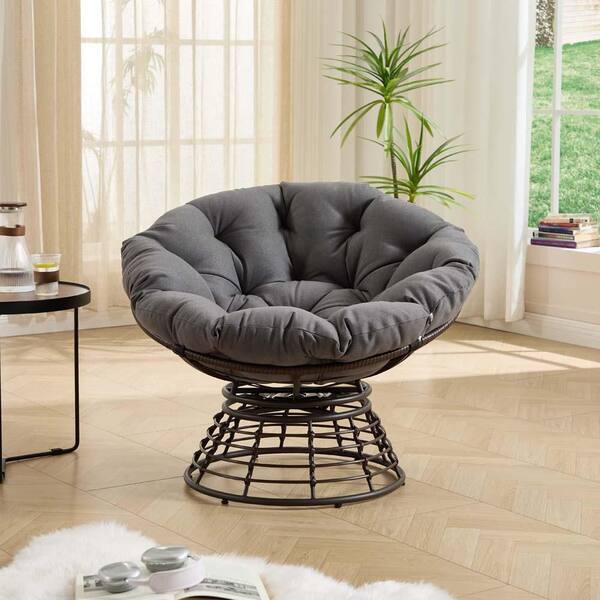 FABRICK × have a good time CUSHION Ergonomic Wicker Papasan Chair with Soft Thick Density Fabric