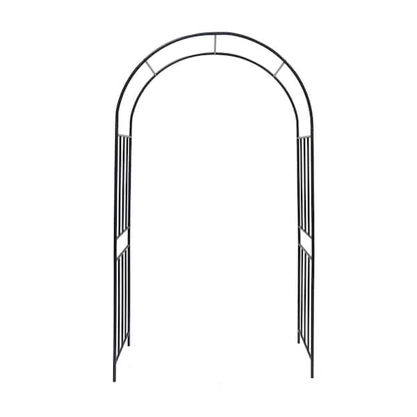 Unbranded - Black Series Outside Dimensions: 85.83 in. x 42.24 in. Iron Gothic Arbor, Arbor