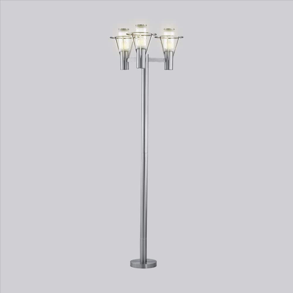 Belfast Modern Stainless Steel 86.75" Outdoor Lamp with Clear Glass