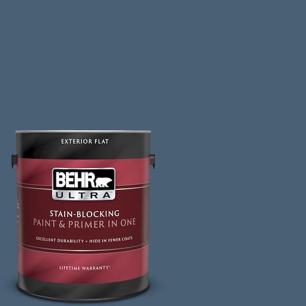 BEHR ULTRA 1 gal. #UL230-2 English Channel Flat Exterior Paint and Primer in One