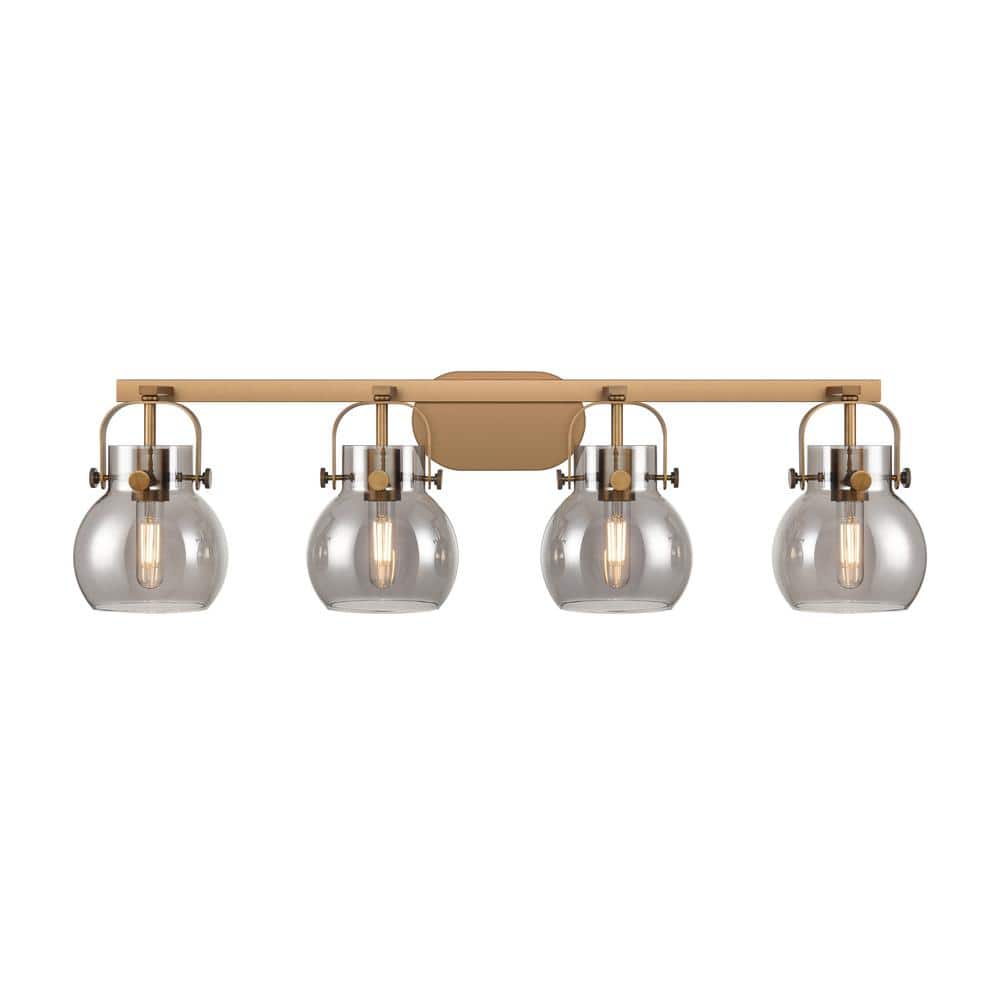 Pilaster II Sphere 36.5 in. 4-Light Brushed Brass Vanity Light with Black Glass Shade price history on PriceWatchPro