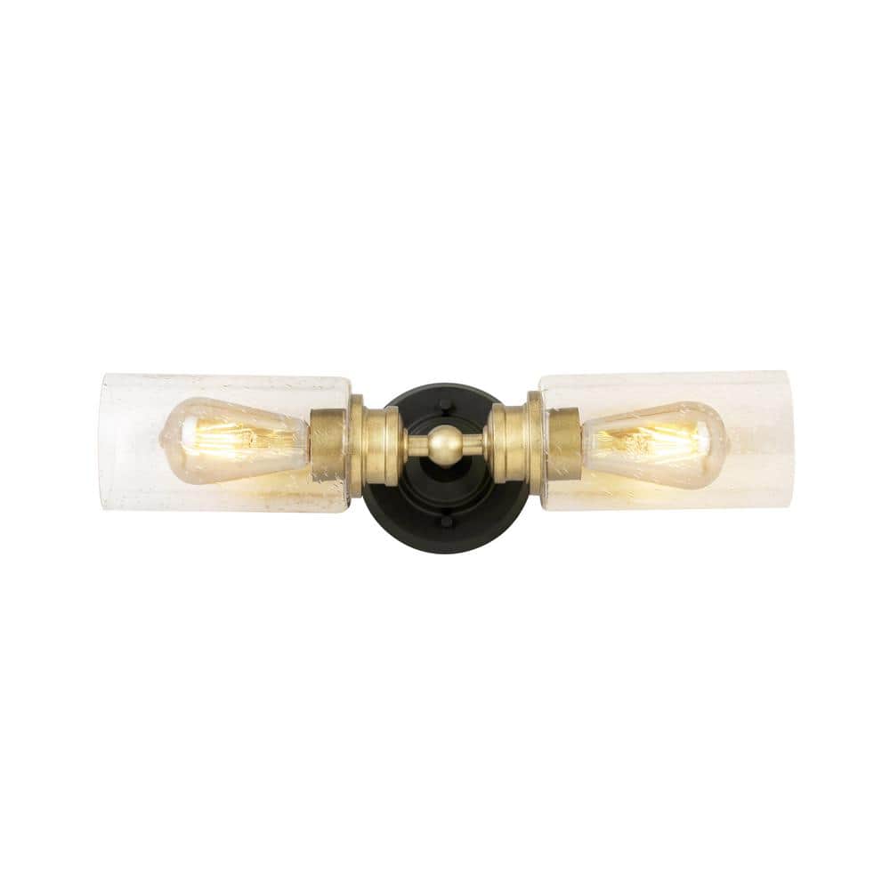 6 in. 2-Light Aged Brass Vanity Light with Clear Seeded Glass Shade price history on PriceWatchPro