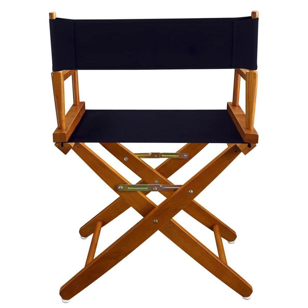 Mission Oak Extra-Wide 18" Director's Chair with Navy Canvas