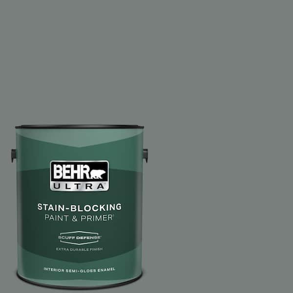 BEHR ULTRA 1 gal. #PPU25-18 Shutter Gray Extra Durable Semi-Gloss Enamel Interior Paint & Primer