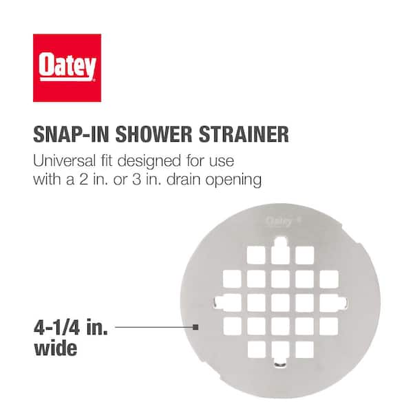 Oatey 4-1/4 in. Round Push-In White Plastic Shower Drain Cover