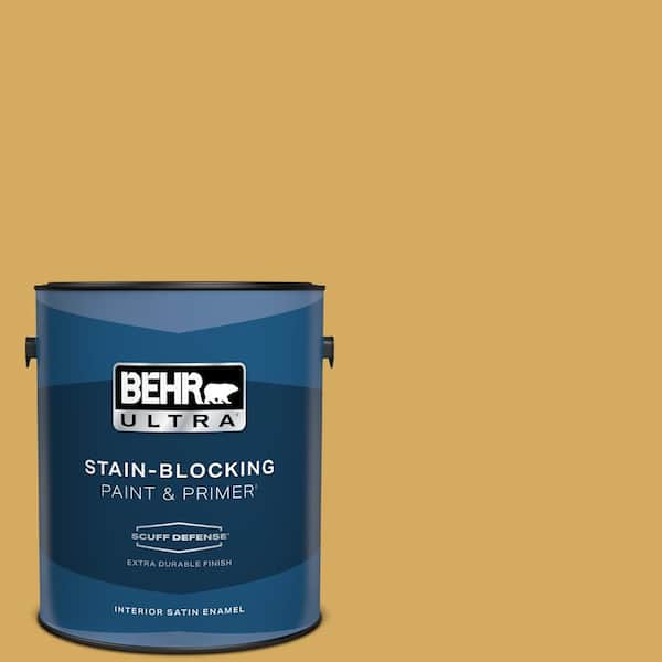 BEHR ULTRA 1 gal. #350D-5 French Pale Gold Extra Durable Satin Enamel Interior Paint & Primer