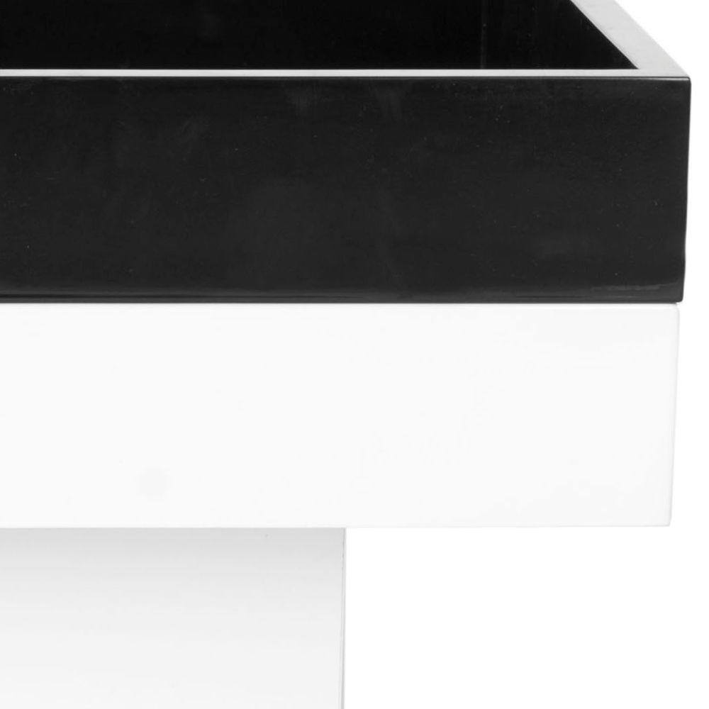 Wesley 35" White Lacquer Square Coffee Table with Black Tray
