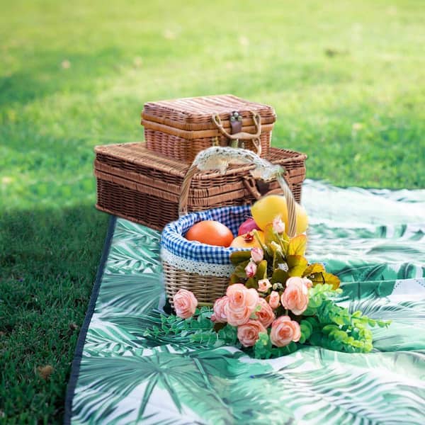 Square Woven Wicker Decorative Basket Storage Basket with Handles