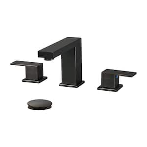 304-Stainless Steel 8 in. Widespread Double Handle Bathroom Faucet with Drain Kit Included in Oil Rubbed Bronze