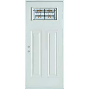 32 in. x 80 in. Architectural Rectangular Lite 2-Panel Painted White Steel Prehung Front Door