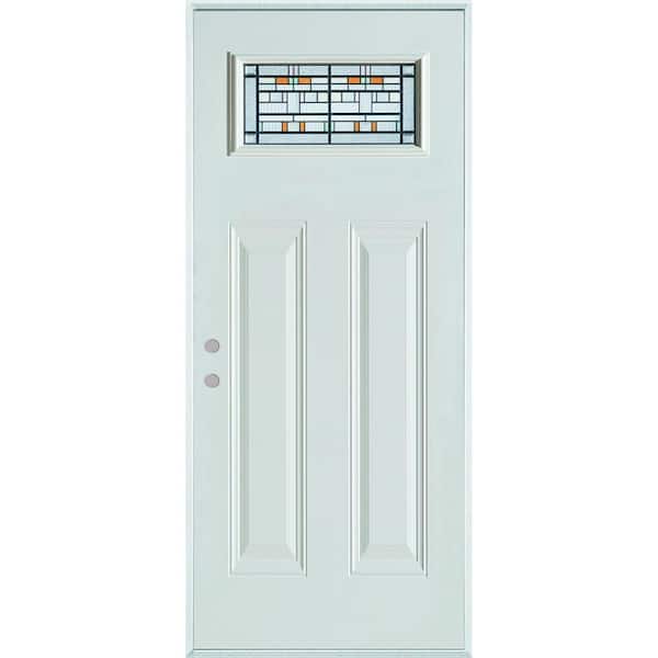 Stanley Doors 32 in. x 80 in. Architectural Rectangular Lite 2-Panel Painted White Steel Prehung Front Door