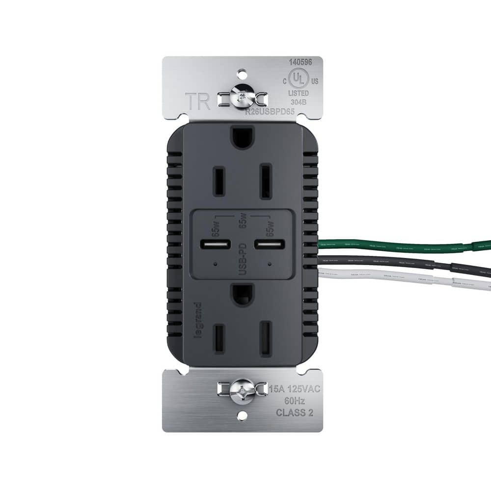 radiant 15A Tamper Resistant 65W Power Delivery USB Type C Duplex Outlet Graphite price history on PriceWatchPro