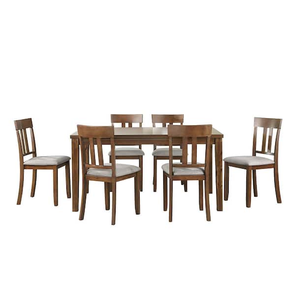 Unbranded Ormond 7-Piece Cherry Finish Wood Top Dining Room Set Seats 6