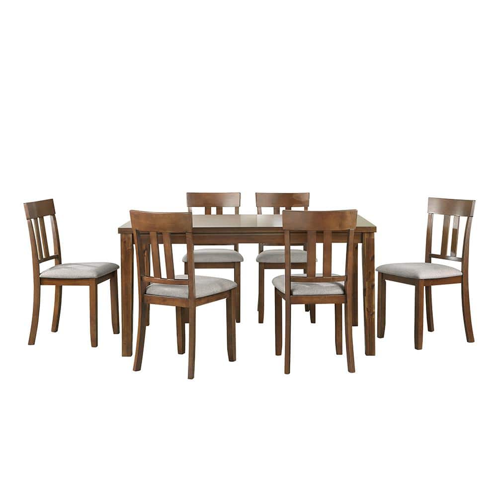 Ormond 7-Piece Cherry Finish Wood Top Dining Room Set Seats 6