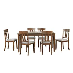 Ormond 7-Piece Cherry Finish Wood Top Dining Room Set Seats 6