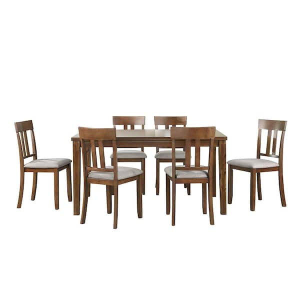 Ormond 7-Piece Cherry Finish Wood Top Dining Room Set Seats 6