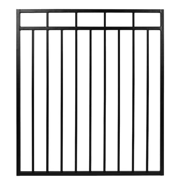 NUVO IRON 3.75 ft. x 3.83 ft. Benitoite Profile Black Iron Center Point Fence Gate