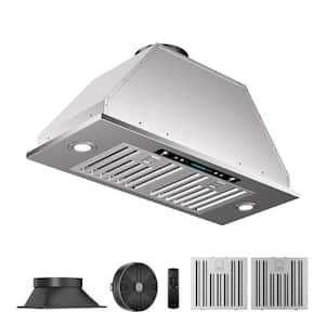 28 in. 900 CFM Ducted Insert Range Hood in Stainless Steel with LED 4 Speed Gesture Sensing and Touch Control Panel