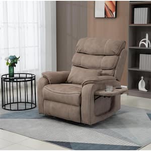 Dual OKIN Motor Velvet Recliner Chair with Massage, Heating, Wireless Charging and Cup Holder - Beige