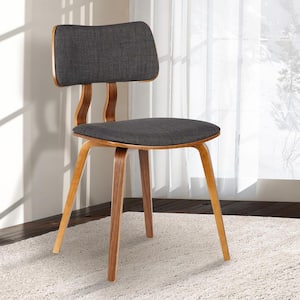 Jaguar 29 in. Charcoal Fabric and Walnut Wood Finish Mid-Century Dining Chair