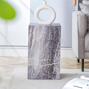 Grey Rectangle Wood 11.81 in. W Decorative Stand with Textured Patterns