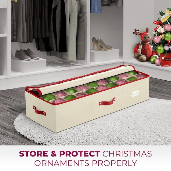  Underbed Christmas Ornament Storage Box Zippered