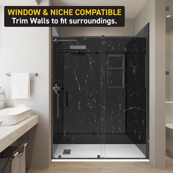 CASTICO Dark Empress 32 in. x 60 in x 84 in Solid Composite Stone