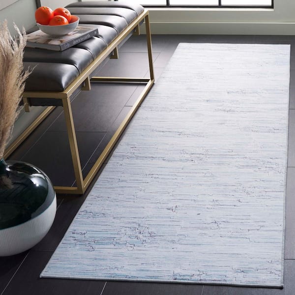 Tacoma Gray/Turquoise 3 ft. x 8 ft. Machine Washable Solid Marle Runner Rug