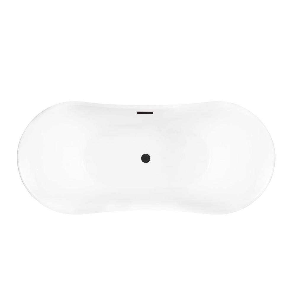 67'' White Acrylic Freestanding Soaking Bathtub with Oil Rubbed Bronze Trim