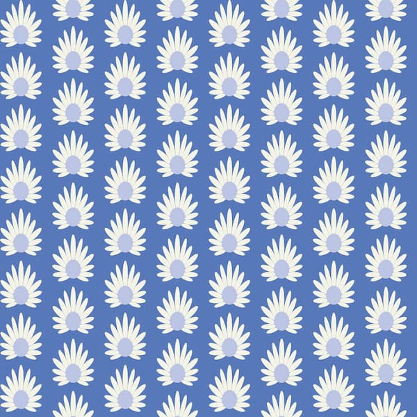 Scalamandre Blue Azure Fleur Matte Vinyl Peel and Stick Wallpaper