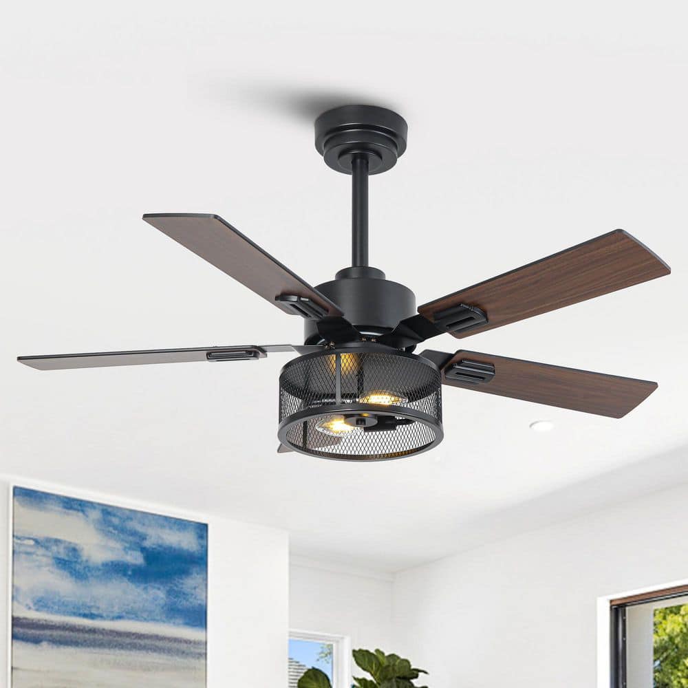 42 in. Indoor Matte Black Net Caged Ceiling Fan with Light Kit and Remote Control Included price history on PriceWatchPro