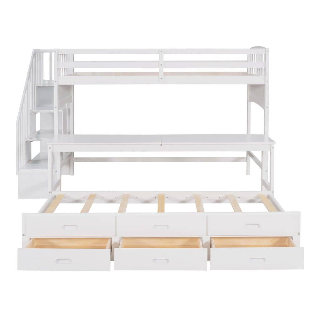 Angel Sar White Twin XL Loft Bed with Twin Size Trundle And 3-Drawers ...