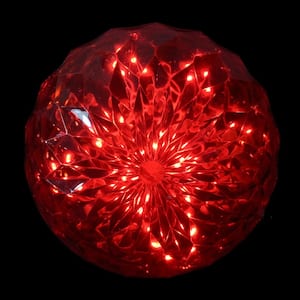 20-Count Red LED Hanging Crystal Sphere Ball Outdoor Christmas Decoration