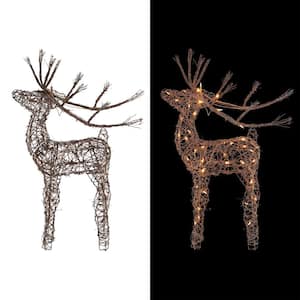 35 in. Tall Rattan Reindeer Decoration with Halogen Lights