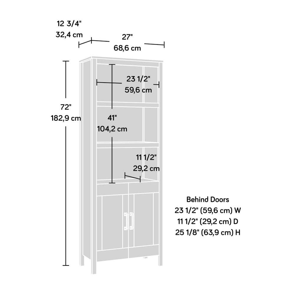 Chalk Oak 72" Adjustable 5-Shelf Bookcase with Doors