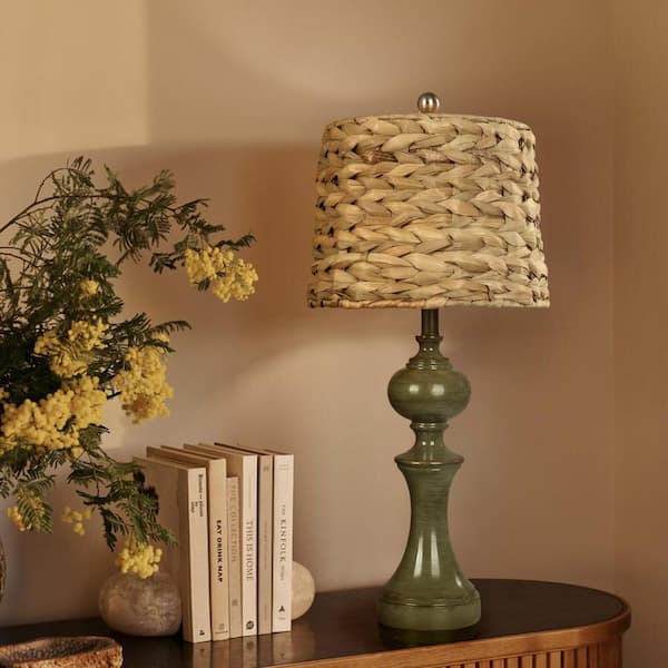 19.5 in. Brown and Green Country Cottage Table Lamp
