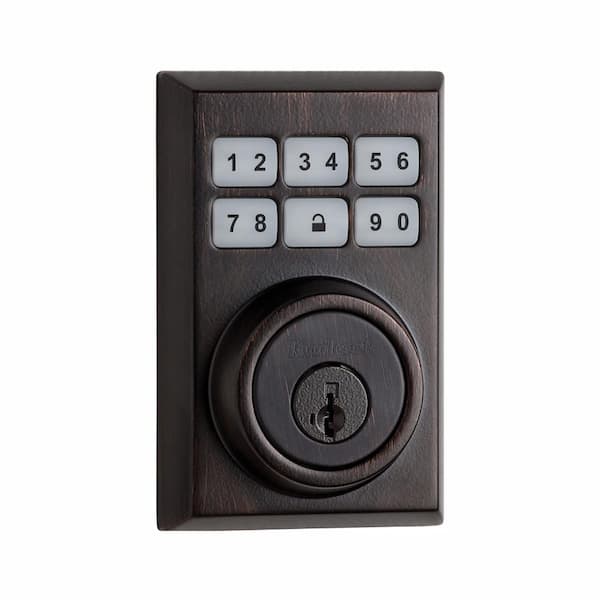 Kwikset Z-Wave SmartCode 910 Contemporary Venetian Bronze Single Cylinder Electronic Deadbolt Featuring SmartKey Security