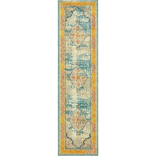 Unique Loom Vita Da Vinci Blue 2 ft. 7 in. x 10 ft. Area Rug