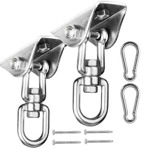 2-Pack Stainless Steel Heavy Duty Hammock Hanging Hooks 2000 lb. Capacity, Rustproof, Easy to Install, 360° Rotable Ring