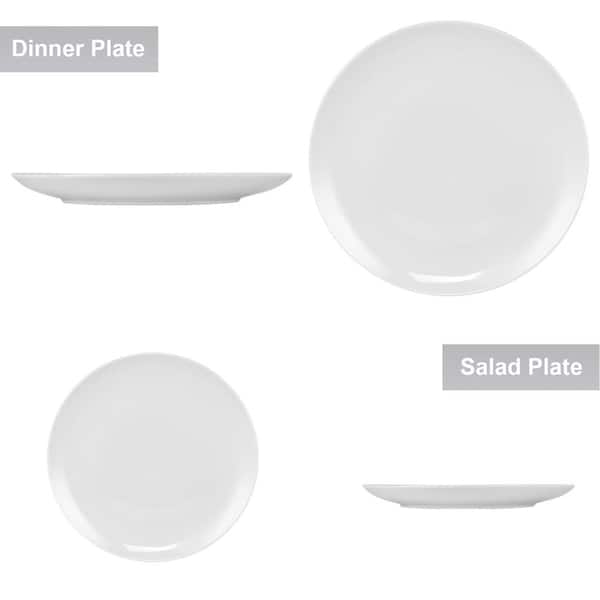 MR.R Sets of 2 Sublimation Blanks White Ceramic Flat Plate with Stand,Porcelain Plates. 8 inch Round Dessert or Salad Plate, Lead-Free, Safe in