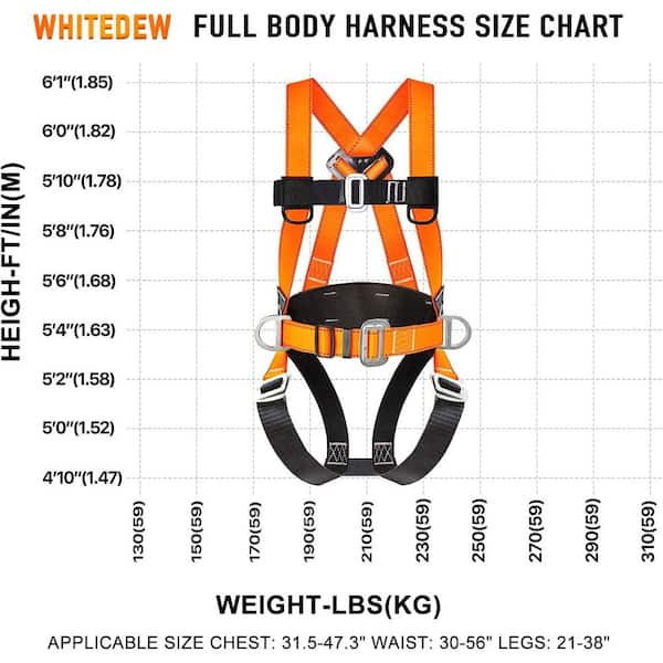 KIWDZFU Full Body Safety Harness Kit with Shock Absorbing Lanyard