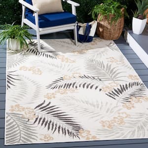 Sunrise Ivory/Gray Black 4 ft. x 6 ft. Oversized Tropical Reversible Indoor/Outdoor Area Rug
