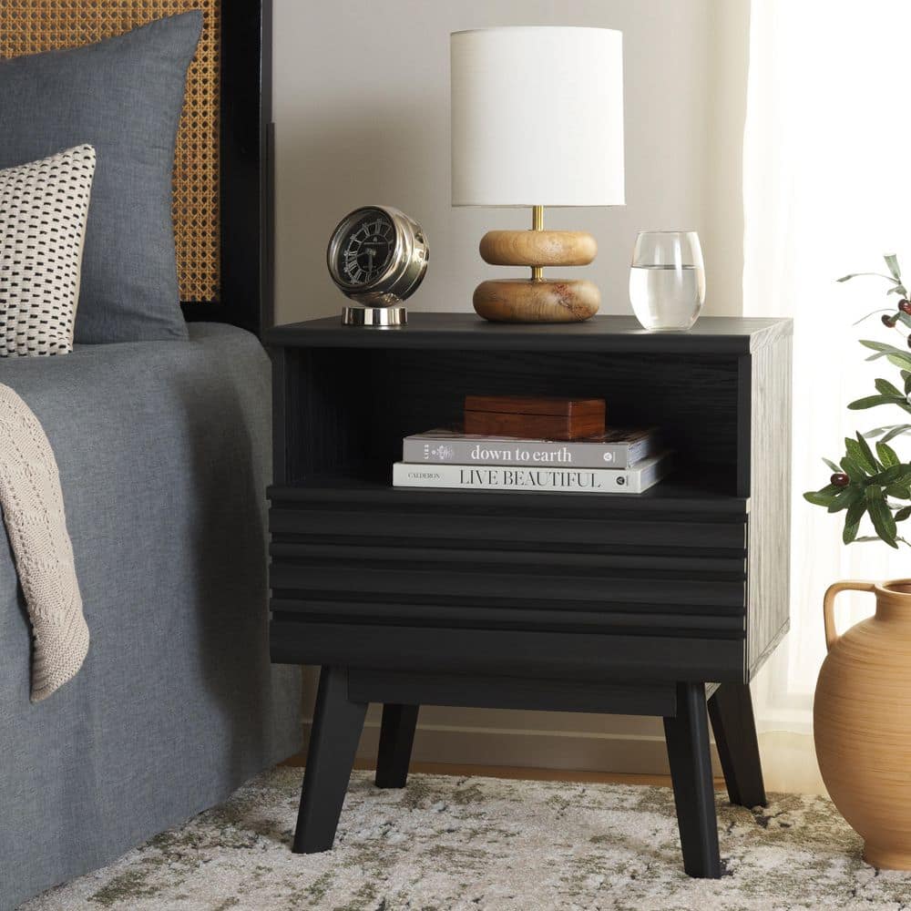 Esma Black 1 Drawer Nightstand