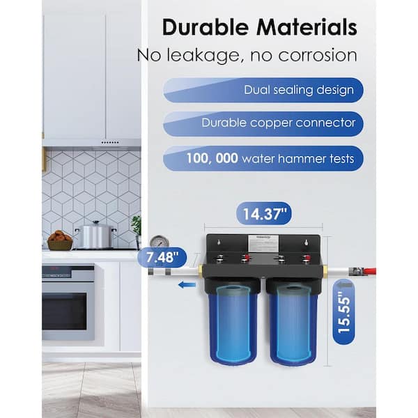 WD-WHF21-BG 2 Stage Whole House Water Filter System, with Carbon Filter and Sediment Filter