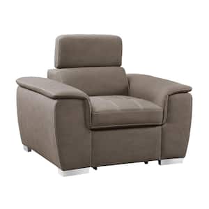 Warrick Taupe Microfiber Arm Chair with Pull-out Ottoman