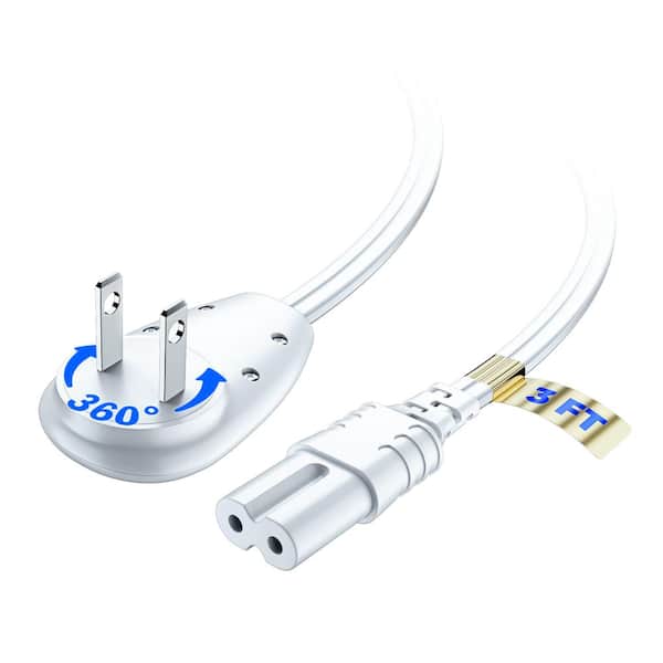 MAXIMM 3 ft. 16/2 Light Duty Indoor C7 Cord with 360° Rotating 2-Prong Flat Plug, White