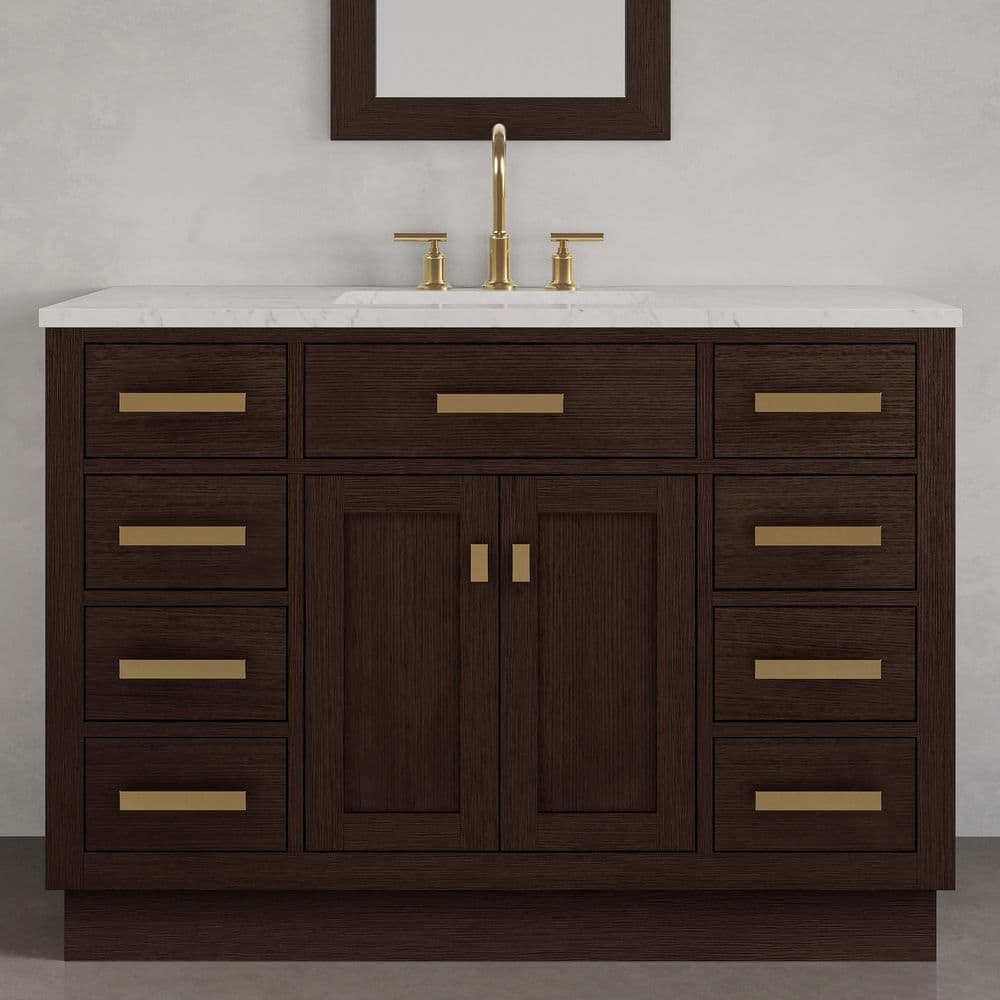 Chestnut 48" Brown Pine Vanity with White Ceramic Sink