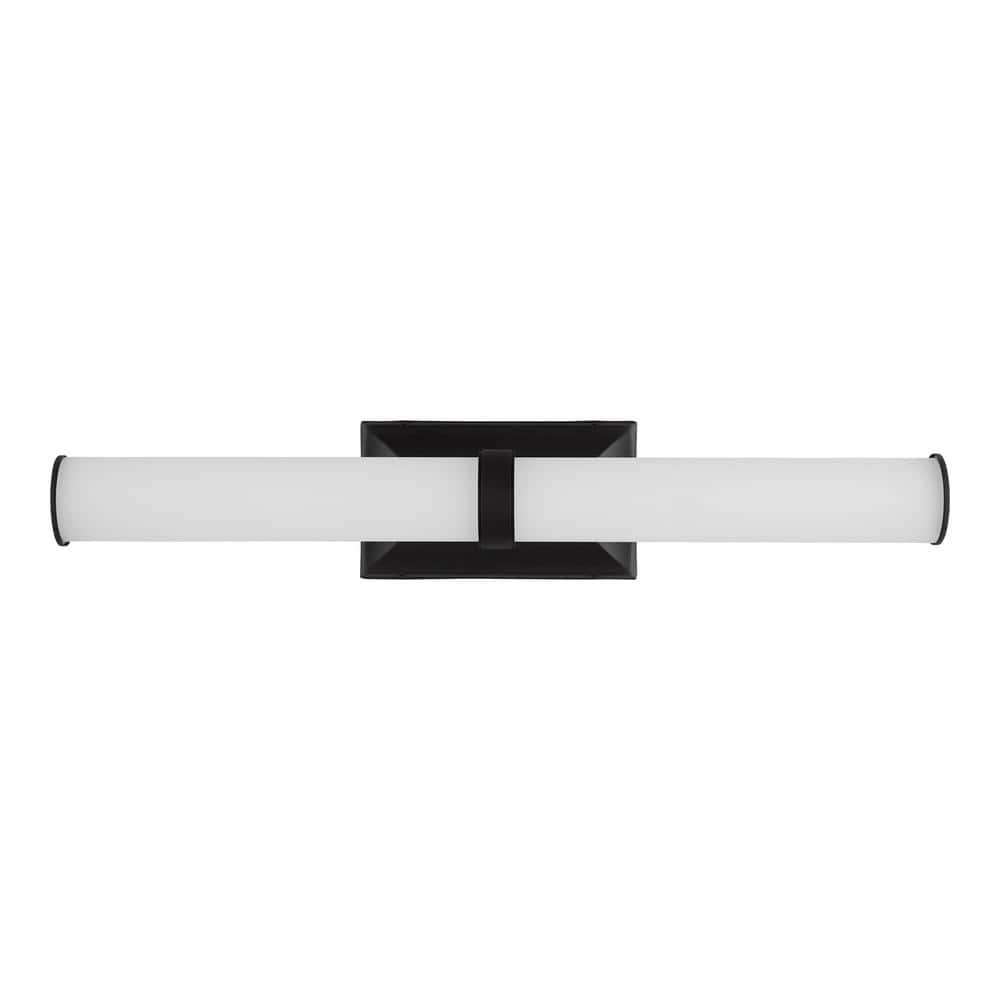 Rolande 24 in. 1-Light Coal LED Bathroom Vanity Light Bar with Etched White
