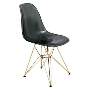 Cresco Modern Plastic Molded Dining Side Chair With Eiffel Gold Legs Transparent Black